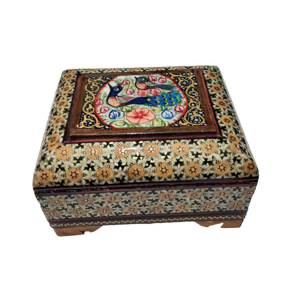 Boîte à bijoux en bois artisanale avec design persan Khatam - Kabiri