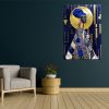Affiche murale en bois persane - Femme bleue