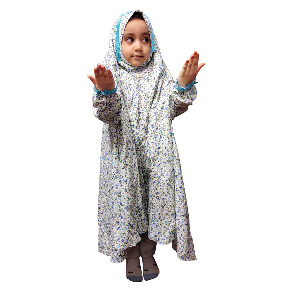 Tchador Islamique Blanc de Namaz pour Enfants