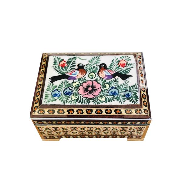 Boîte à bijoux en bois artisanale avec design persan Khatam - Farhan