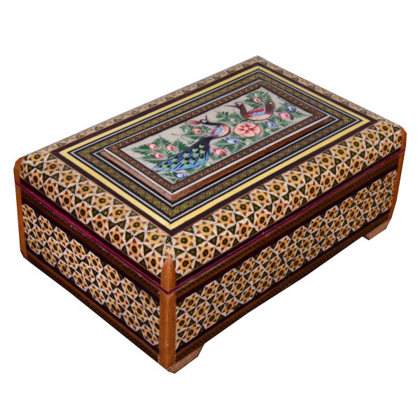 Boîte à bijoux en bois artisanale avec design persan Khatam - Ferdos