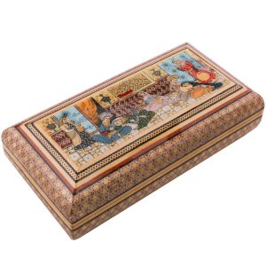 Boîte à bijoux en bois artisanale avec design persan Khatam – Mahtan