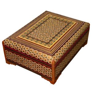 Boîte à bijoux en bois artisanale avec design persan Khatam – Ahoura