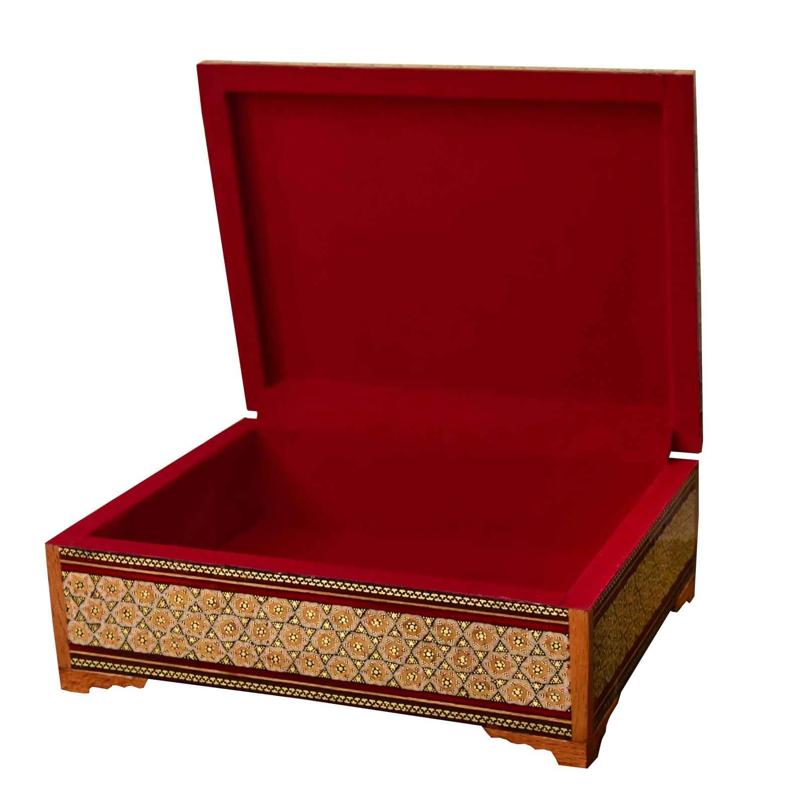 Boîte à bijoux en bois artisanale avec design persan Khatam – Ahoura