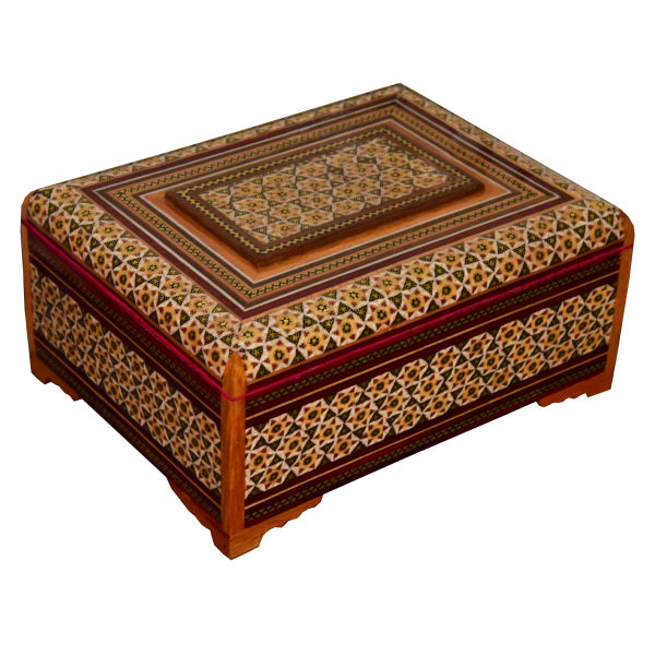 Boîte à bijoux en bois artisanale avec design persan Khatam - Ahoura II