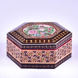 Boîte à bijoux en bois artisanale avec design persan Khatam – Arad