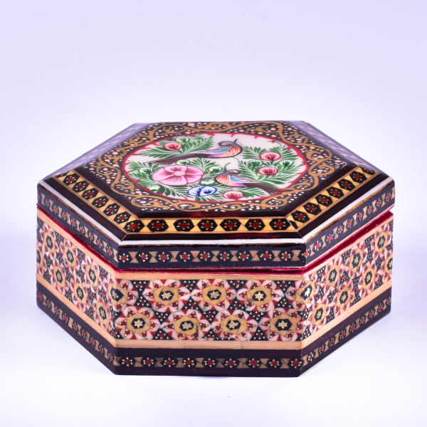 Boîte à bijoux en bois artisanale avec design persan Khatam - Arad