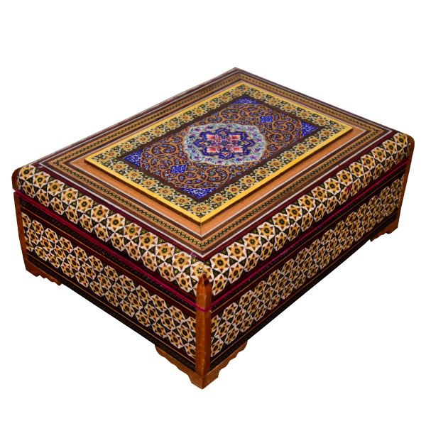 Boîte à bijoux en bois artisanale avec design persan Khatam - Brillant II
