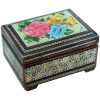Boîte à bijoux en bois artisanale avec design persan Khatam - Fleur