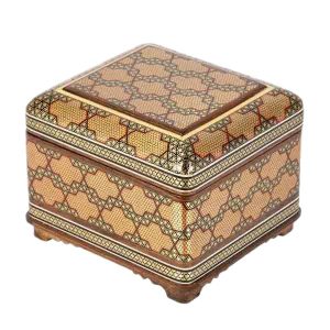 Handcrafted Wooden Jewelry Box with Persian Khatam Design – Kamrani