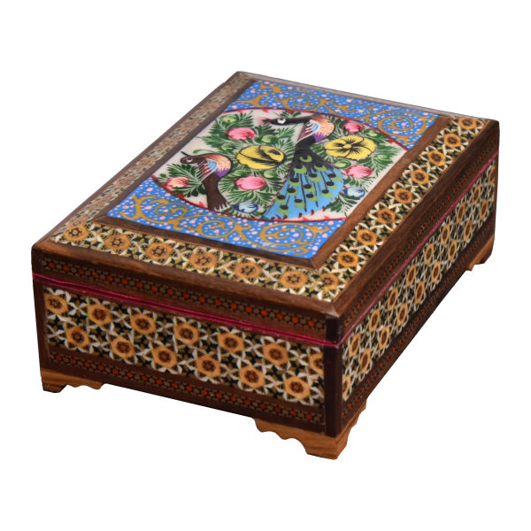 Boîte à bijoux en bois artisanale avec design persan Khatam - Pardisan
