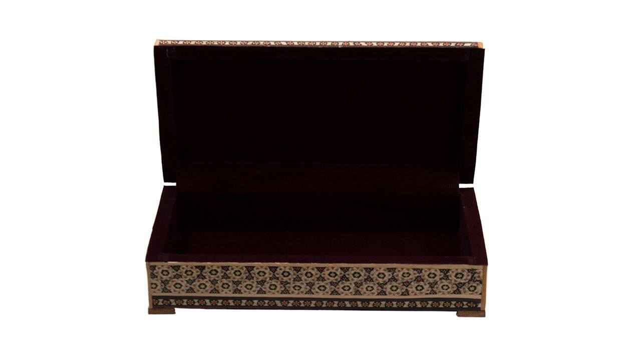 Boîte à bijoux artisanale en bois avec motif persan Khatam – Modèle Rasta