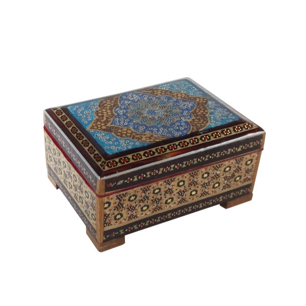 Boîte à bijoux en bois artisanale avec design persan Khatam - Royal