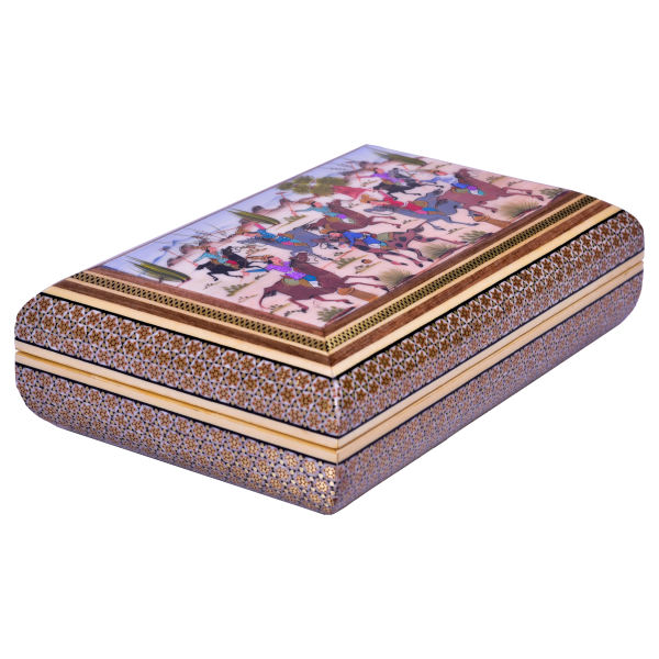 Handcrafted Wooden Jewelry Box with Persian Khatam Design - Shekar