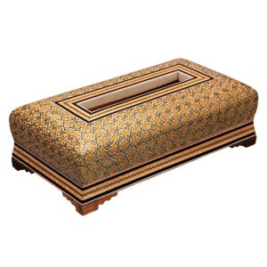 Couvercle de boîte à mouchoirs en bois persan fait main – Khatamkari Arad