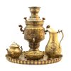 Samovar en laiton persan, théière décorative à charbon, motifs floraux 3 litres
