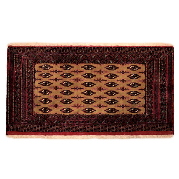 Tapis persan en laine tribal noué à la main rouge et crème