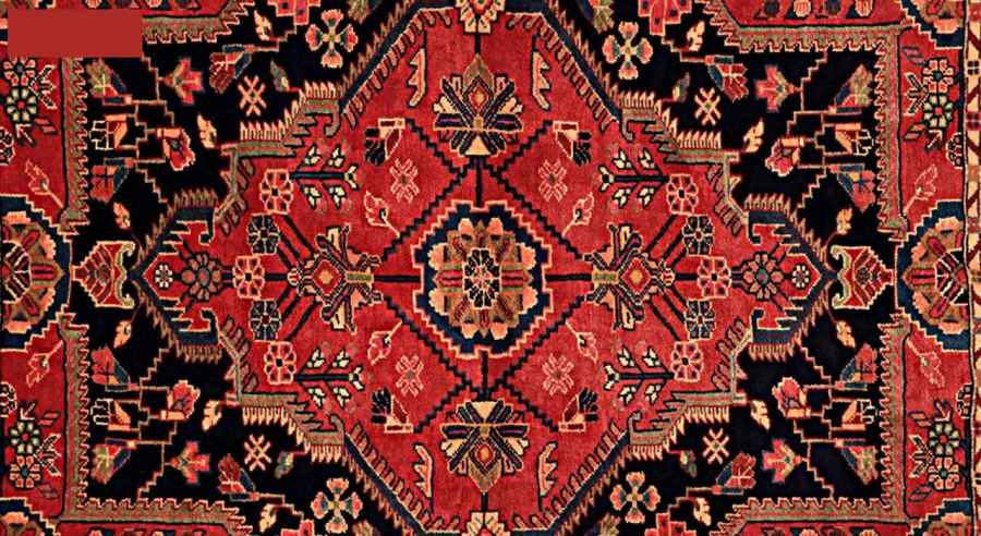 Tapis Persan Fait Main Médaillon Intriqué en Laine Agréable