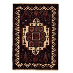 Tapis Persan Fait Main Médaillon Intriqué en Laine Bleu Marine