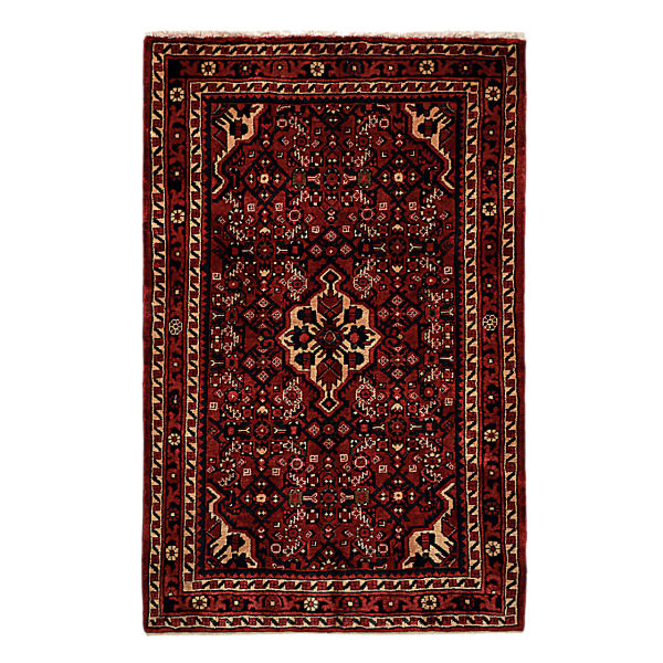 Tapis Persan Fait Main Médaillon Intriqué en Laine Couleur Sombre