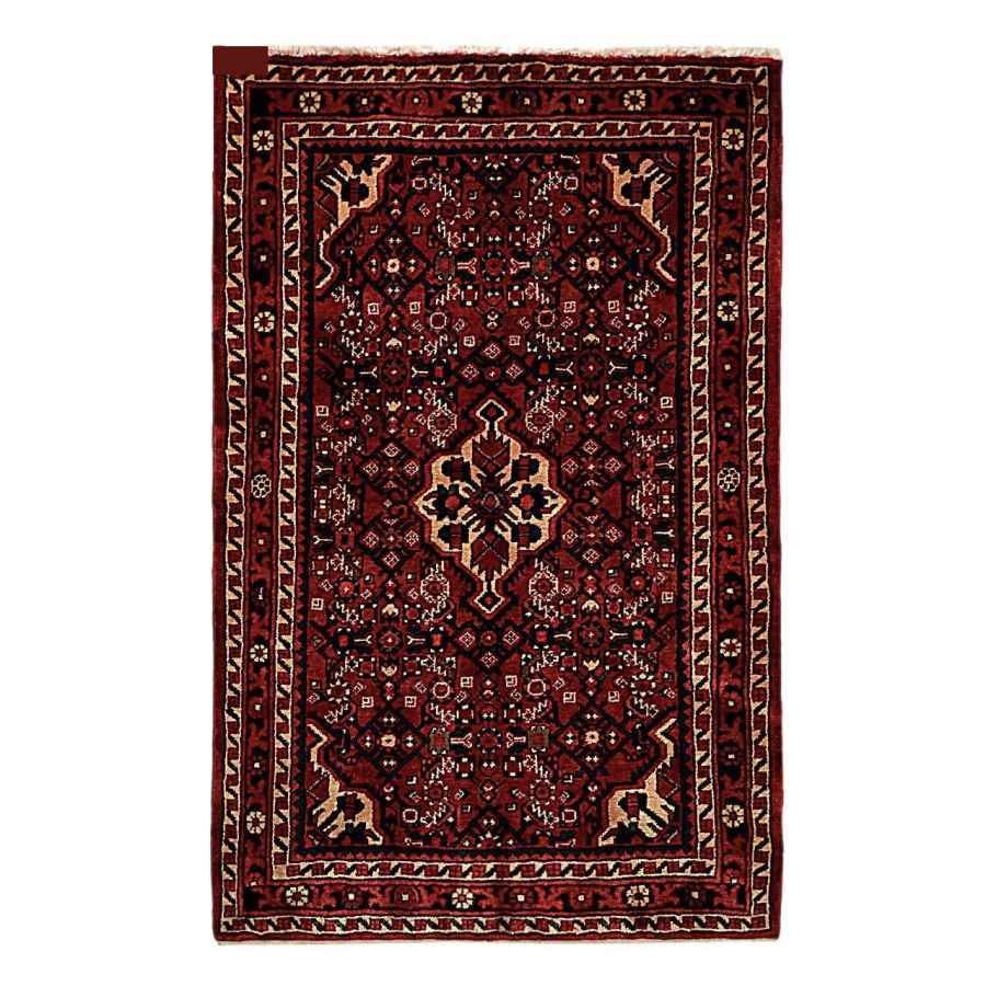 Tapis Persan Fait Main Médaillon Intriqué en Laine Couleur Sombre