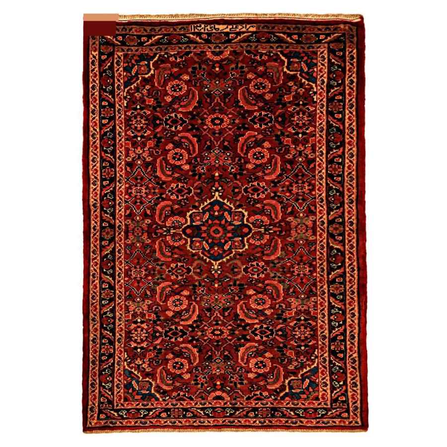 Tapis Persan en Laine Fait Main Rouge Sombre