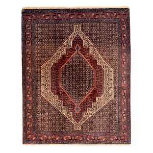Tapis Persan Fait Main Médaillon Intriqué en Laine Sombre