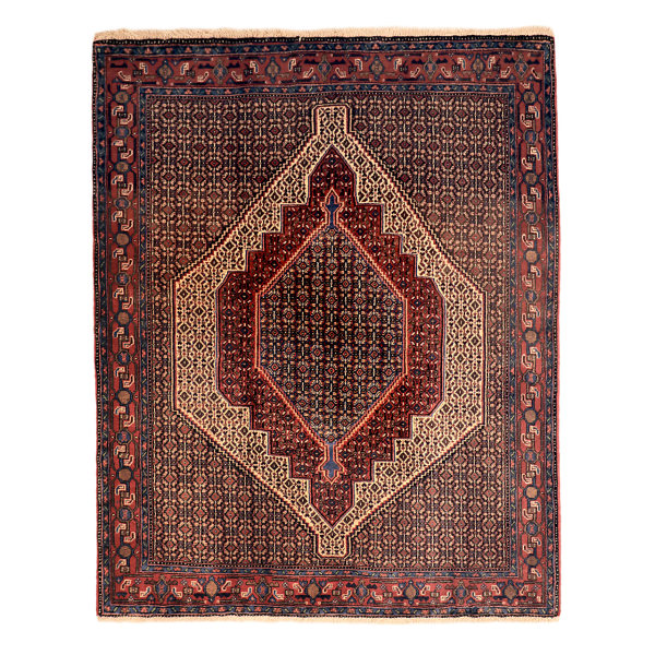Tapis Persan Fait Main Médaillon Intriqué en Laine Sombre