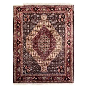 Tapis Persan Fait Main Médaillon Intriqué en Laine Marron