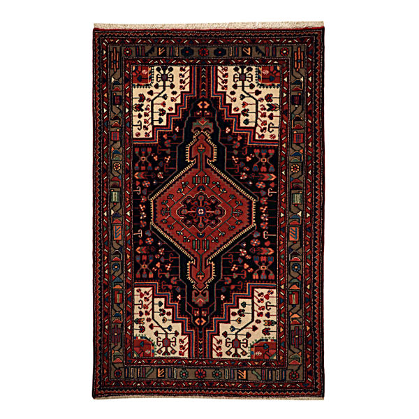 Tapis Persan Fait Main Médaillon Intriqué en Laine Arami