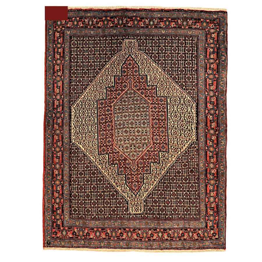 Tapis Persan Fait Main Médaillon Intriqué en Laine Crème