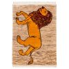 Tapis Gabbeh en laine persane tissé à la main avec motifs animaliers Lion d'Or