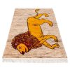 Tapis Gabbeh en laine persane tissé à la main avec motifs animaliers Lion d'Or