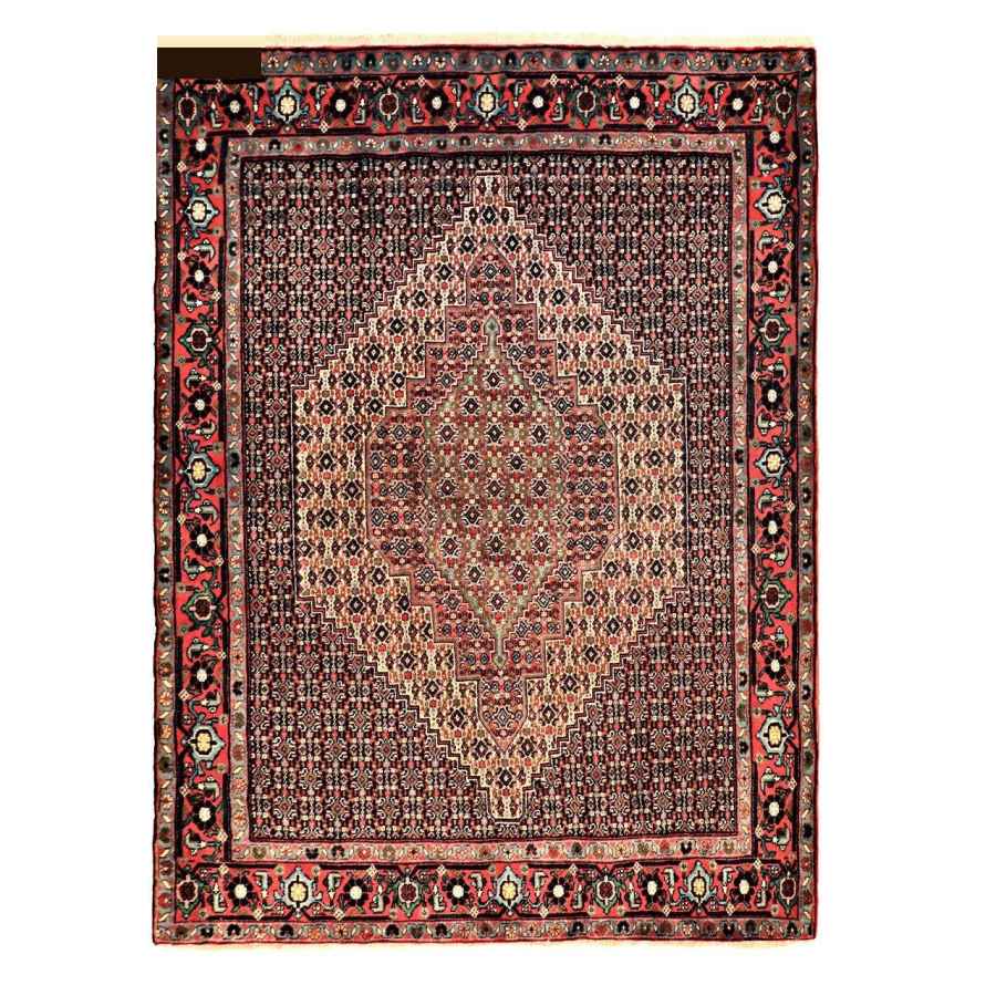 Tapis Persan Fait Main Médaillon Intriqué en Laine Ahmadi