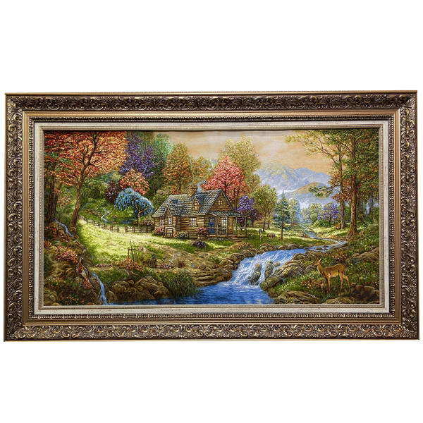 Tapis persan figuratif noué à la main de Tabriz représentant Kebria
