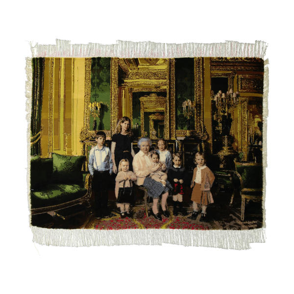 Tapis persan figuratif noué à la main de Tabriz représentant la Reine Élisabeth