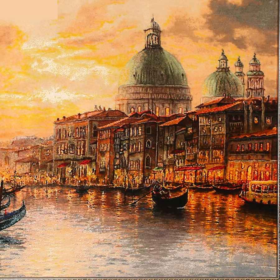 Tapis persan figuratif noué à la main de Tabriz représentant Venise