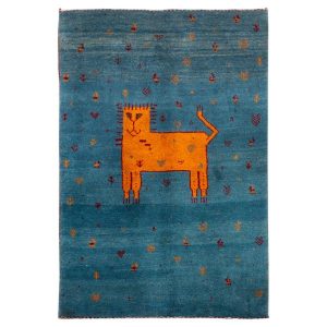 Tapis Gabbeh en laine persane tissé à la main avec motifs animaliers Chat II