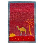 Tapis Gabbeh en laine persane tissé à la main avec motifs animaliers Chameau I