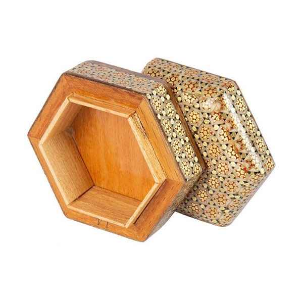 Boîte à bijoux artisanale en bois avec motif persan Khatam – Modèle Honarlux