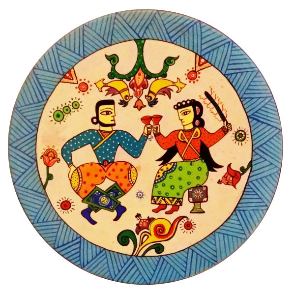 Plaque en céramique décorative peinte à la main Rajasthani III