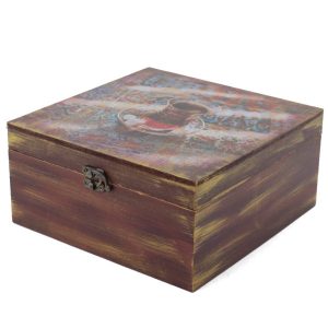 Boîte en Bois pour Cadeaux – Motif Artistique Thé