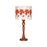 Lampe de table en bois traditionnelle avec abat-jour fleuri