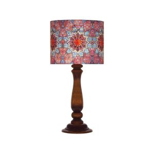 Lampe de table en bois traditionnelle avec abat-jour inspiré de la Perse Silva