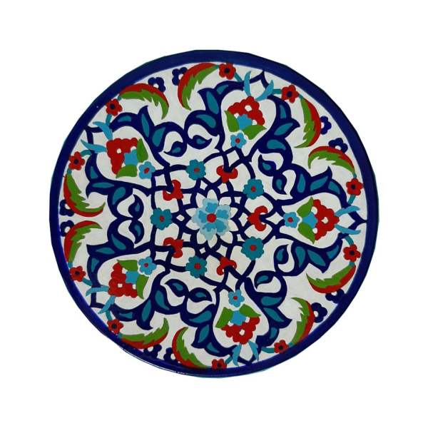 Plaque en céramique décorative peinte à la main Fleur bleue