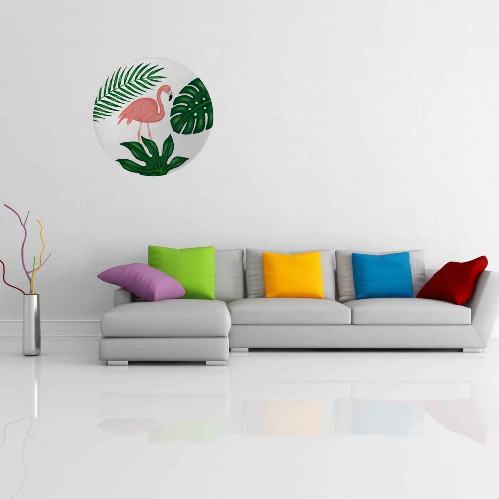 Plaque en céramique décorative peinte à la main Flamant rose