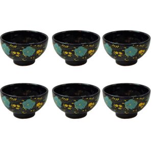 Bol en Poterie Fait Main – Pour Yaourts, Desserts, Salades et Nouilles | Bleu Marine (Ensemble de 6)