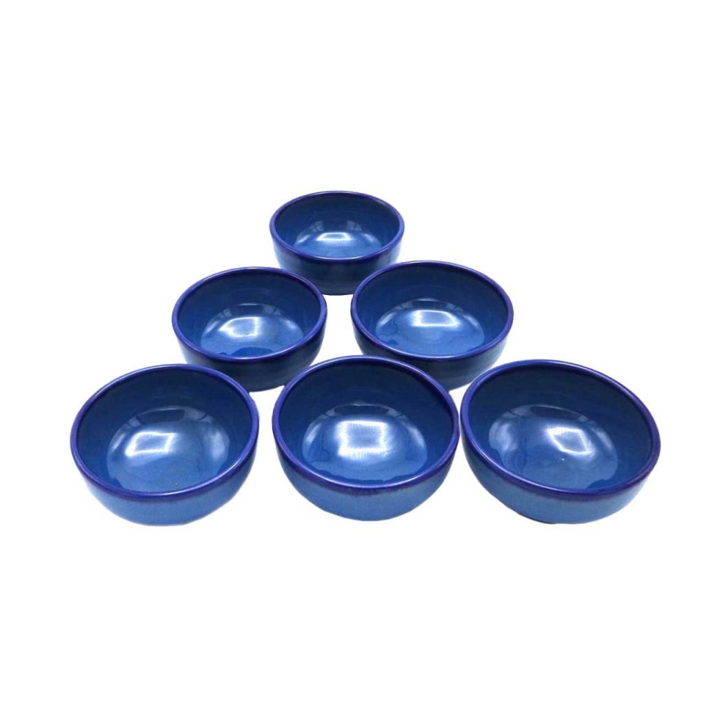 Bol Dizi en Poterie - Pour Abgoosht, Yaourts, Soupes et Nouilles | Bleu (Ensemble de 6)