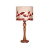 Lampe de table en bois traditionnelle avec abat-jour roses