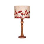 Lampe de table en bois traditionnelle avec abat-jour roses